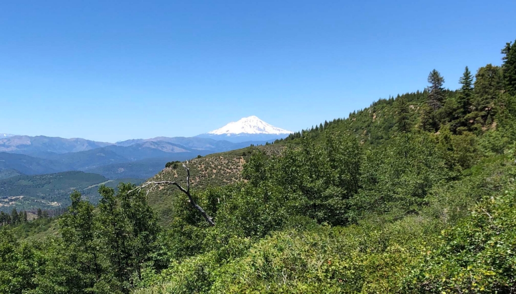 Mountain landscape with blue sky background
